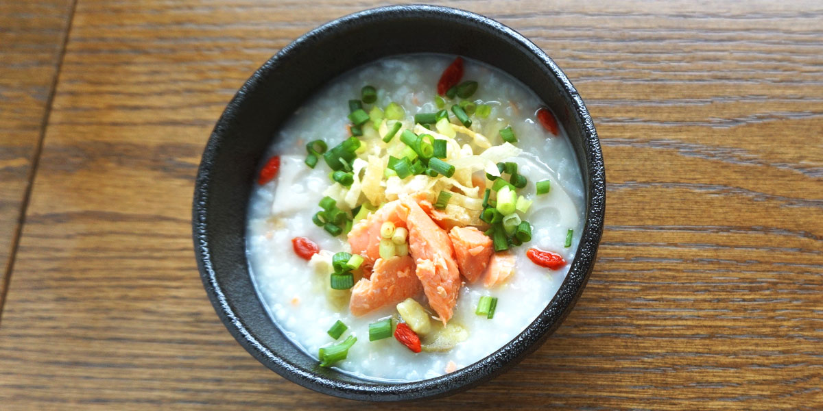 秋鮭と根菜の中華粥