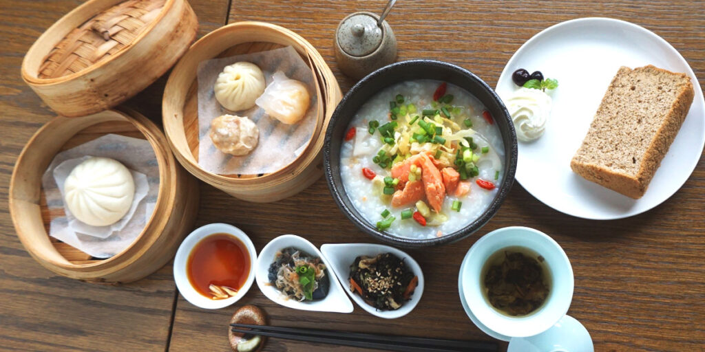 秋鮭と根菜の中華粥ディナーセット