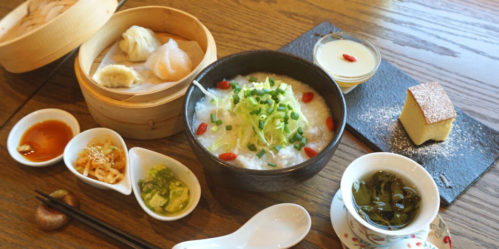 トビウオのつみれと貝柱の中華粥ランチセット