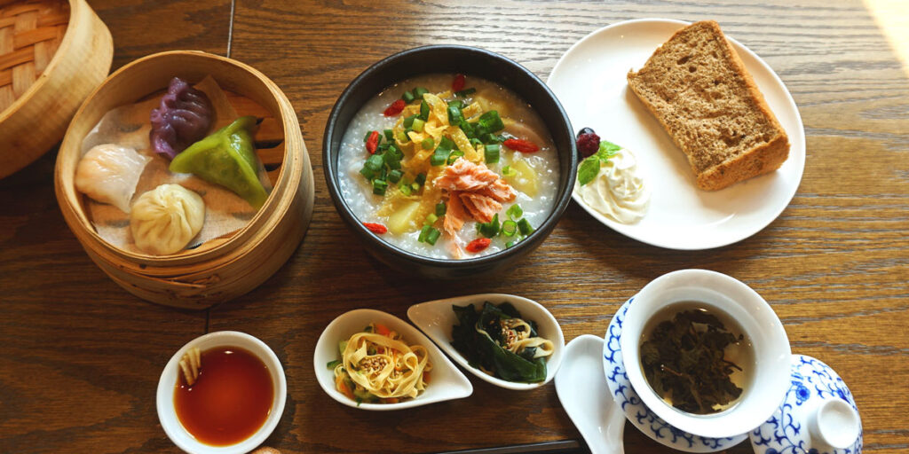 秋鮭と根菜の中華粥ディナーセット