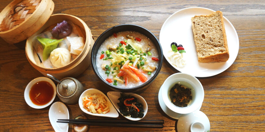 蟹とアサリの中華粥ディナーセット