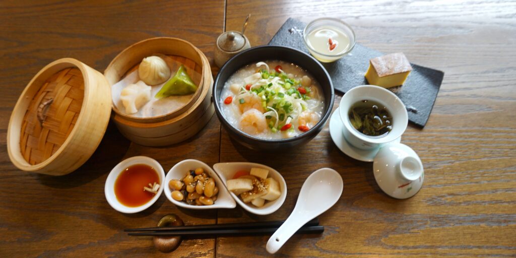 海老と貝柱の中華粥ランチセット